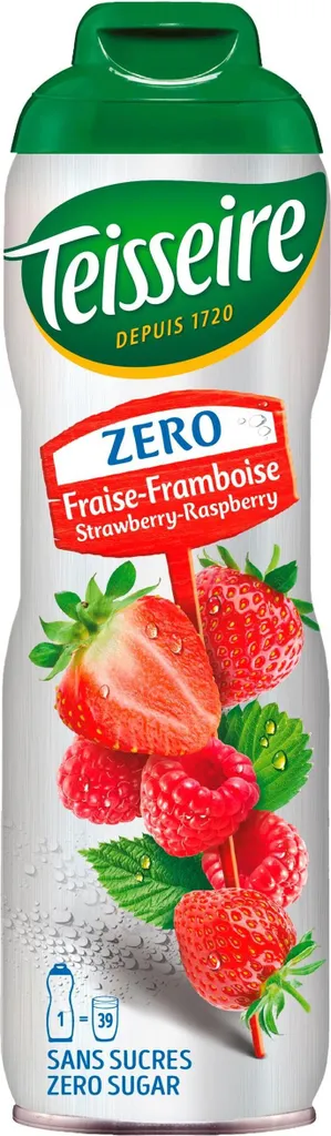 Teisseire Strawberry-Raspberry Syrup, Zero Sugar, 600ml - Cocktails (1 Pack) 600 ml