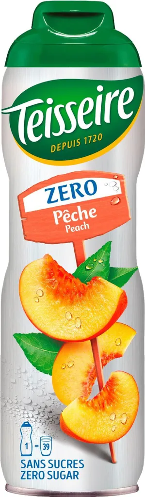 Teisseire syrup peach/peach zero sugar 600ml - cocktails (pack of 1)