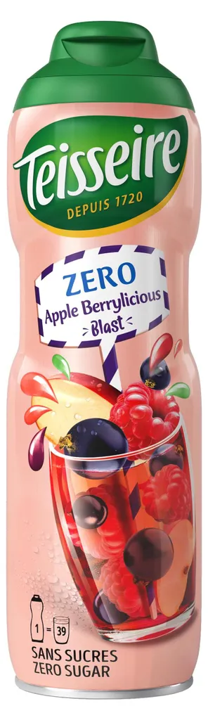 Teisseire Syrup Zero Apple Berry Note Blast 600ml for Cocktails (1 Pack)