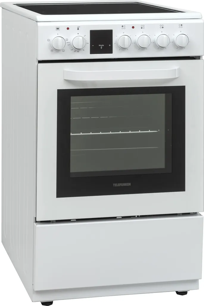 Telefunken freestanding cooker with glass ceramic hob | 50 cm wide electric cooker | Cooker with oven and hob