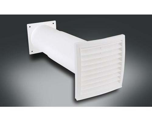 Telescopic round tube wall box Rotheigner white NW 100 with backflow flap