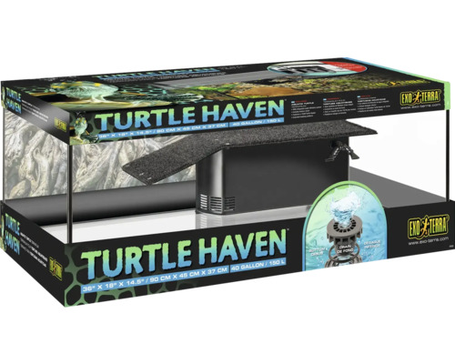 Terrarium, Paludarium Exo Terra EX Turtle Haven Aqua-Terrarium 90 x 45 x 37 cm with bottom drain, drainage system, 150 W heater, water filter system, without decoration, substrate and equipment