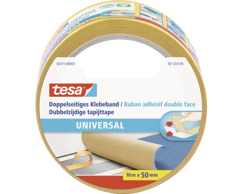 tesa double-sided adhesive tape universal yellow 10m x 50mm