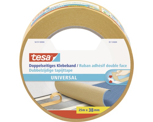 tesa double-sided adhesive tape universal yellow 25m x 38mm
