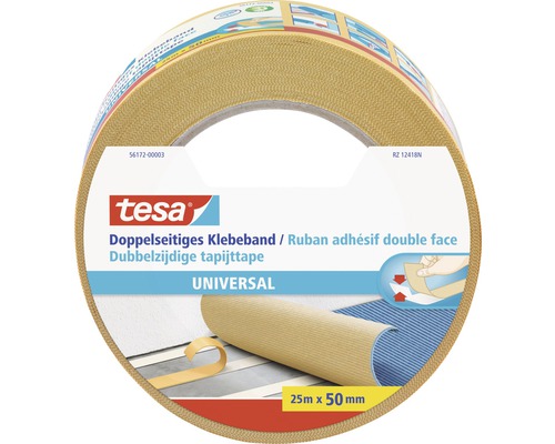 tesa double-sided adhesive tape universal yellow 25m x 50mm
