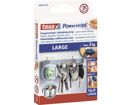 tesa Powerstrips double-sided self-adhesive strip Large 50x20 mm max. 2 kg 10 pieces