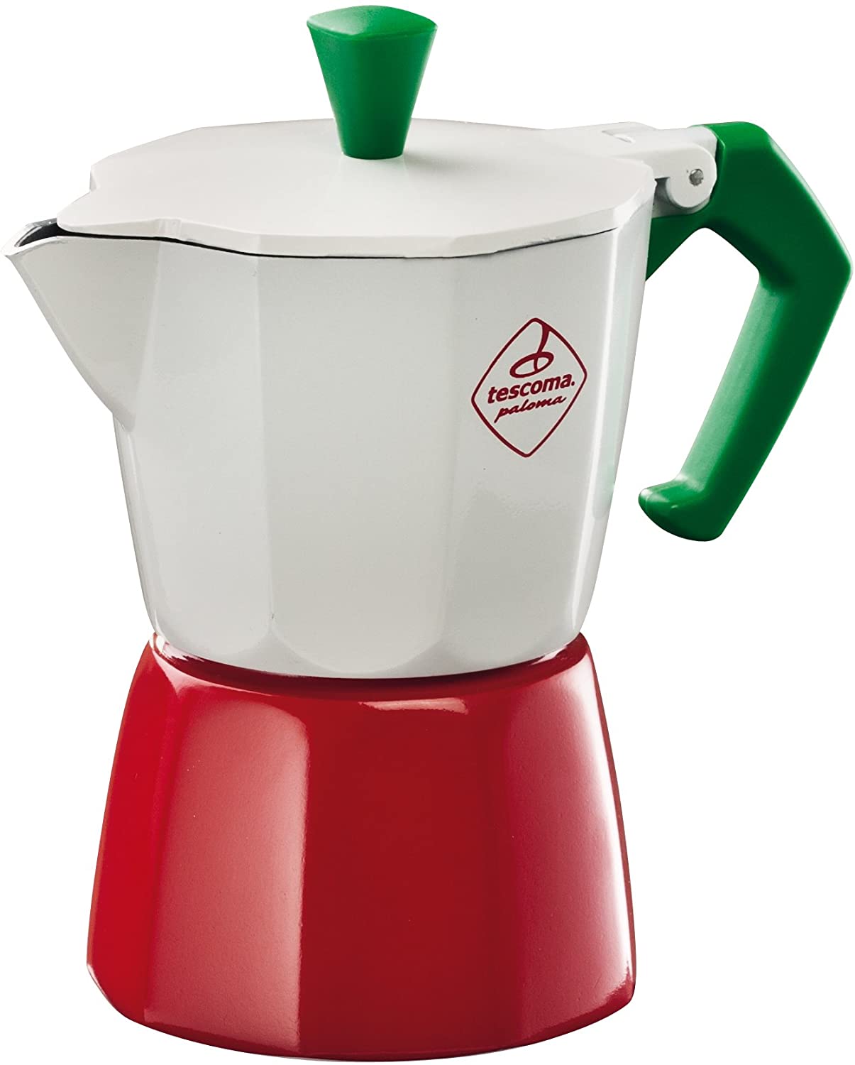 Tescoma Paloma Tricolore Espresso Maker 15.3 x 9 x 16.4 cm Aluminium White/Green/Red
