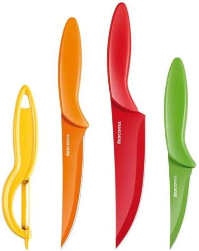 Tescoma Presto Non-Stick Knife and Peeler Clay Assorted Set 4-p