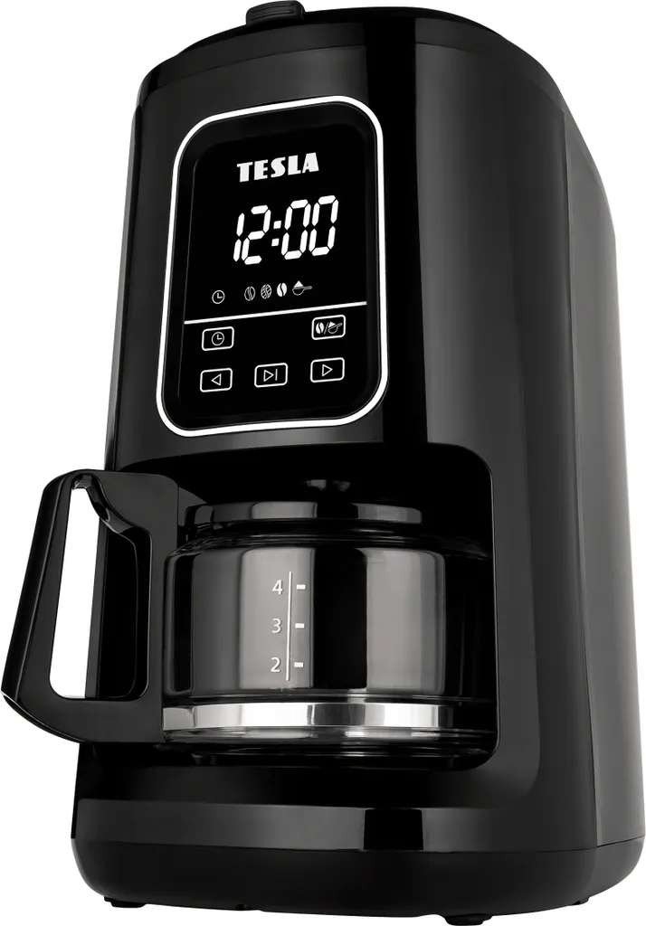 TESLA CoffeeMaster ES400 Coffee Maker with Grinder, Digital Clock and Timer, for Coffee Beans, Ground Coffee or Tea, 600 ml Glass Carafe, 900W