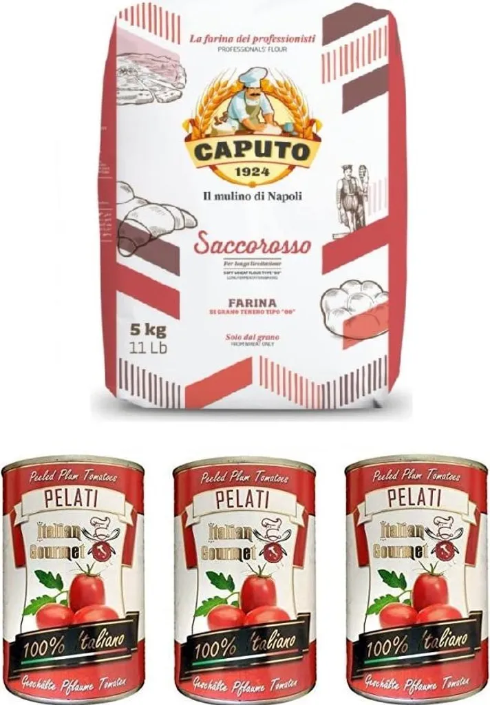 Test package Caputo Cuoco Farina pizza flour 5kg + Italian Gourmet 100% Italian peeled tomatoes 3x 400g cans 6200g