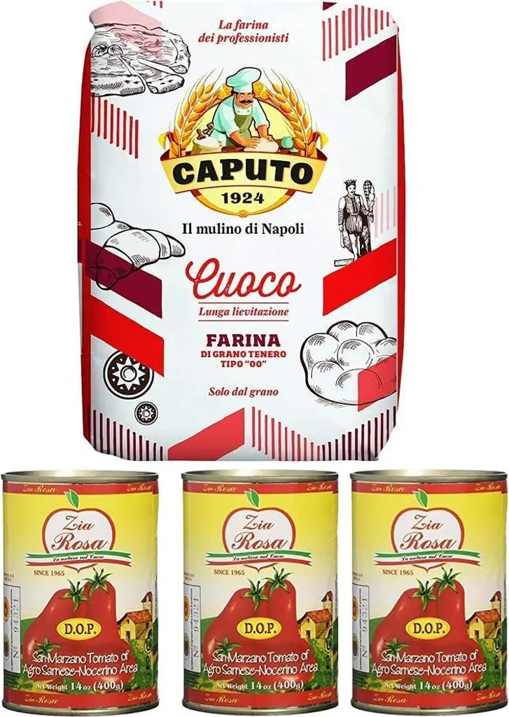 Test package Caputo Cuoco Farina pizza flour flour 5Kg + Zia Rosa DOP Pomodoro San Marzano tomato from Campania can of 400g 3x 400g