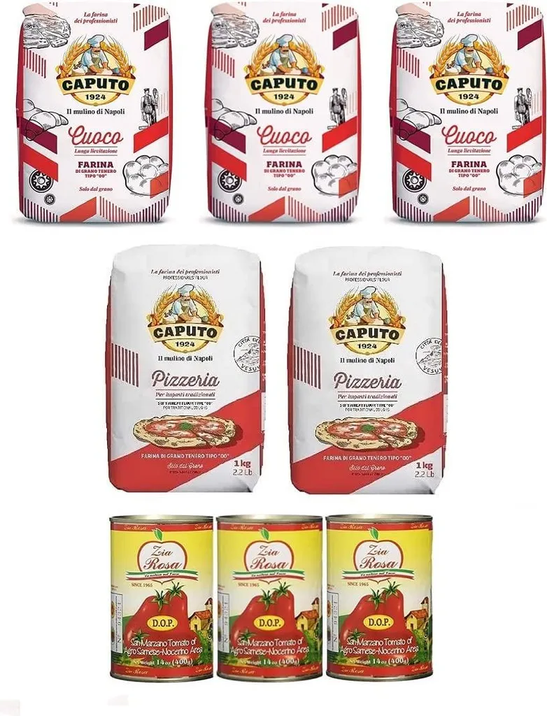 Test package: Caputo Pizzeria pizza flour (2 x 1 kg) + Caputo Cuoco pizza flour (3 x 1 kg) + Zia Rosa DOP Pomodoro San Marzano tomatoes from Campania, 400g cans (3 x 400g)