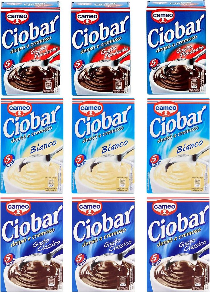 TEST PACK Cameo Ciobar hot chocolate Classico Bianco Fondente cups 9 x 125 g