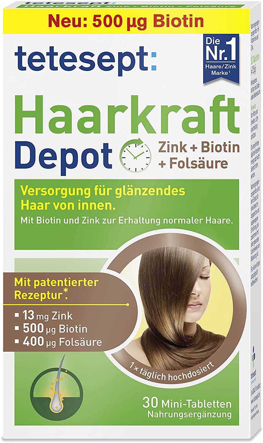 tetesept Haarkraft Depot Dietary Supplement with Zinc, Folic Acid and Biotin