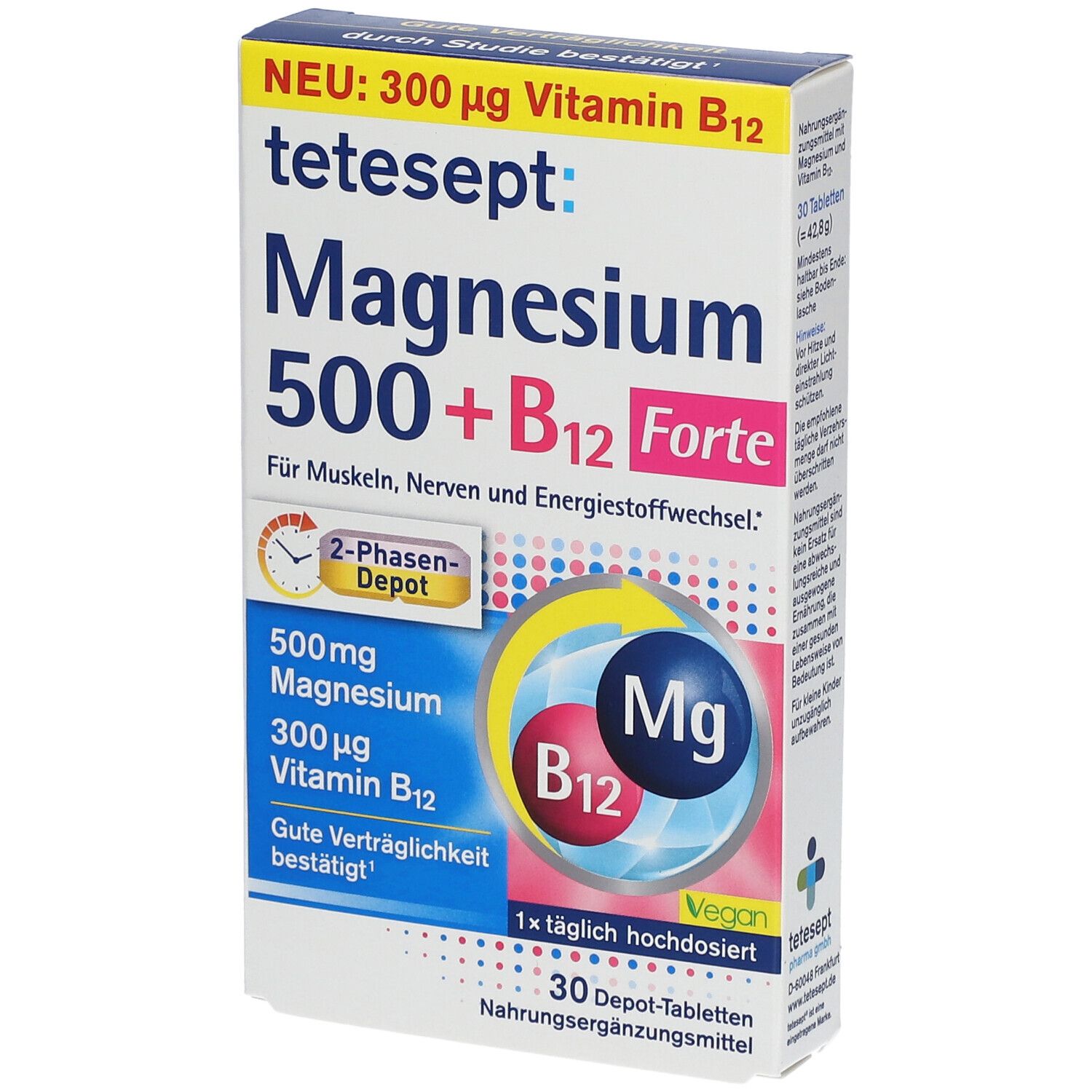 tetesept® Magnesium 500 + B12 Forte 30 St