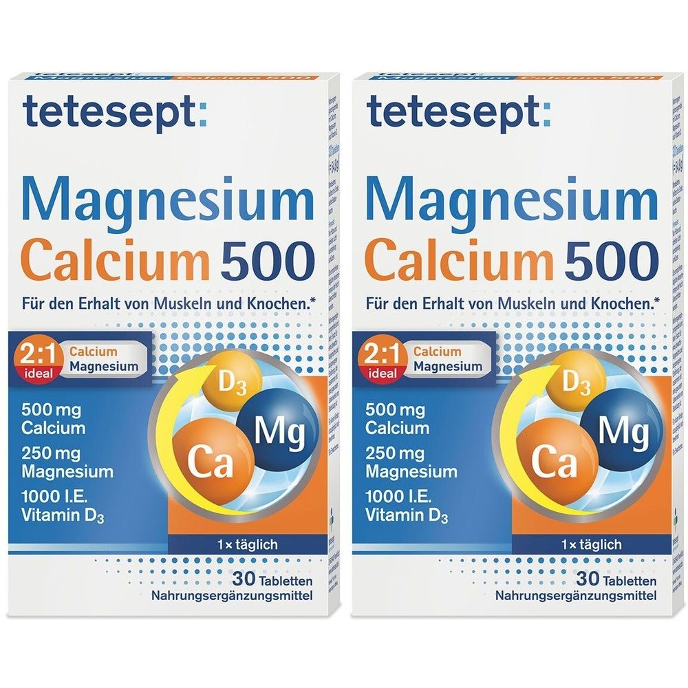 tetesept® Magnesium 500 + Calcium, 60 capsules