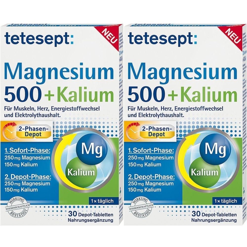 tetesept® Magnesium 500 + Potassium, 60 capsules