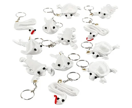 Textile animals with keychains, set of 12