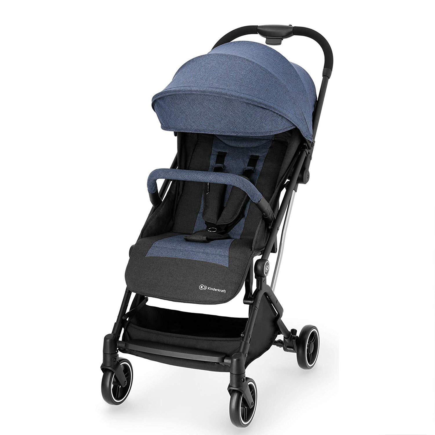 Kinderkraft Indy Pushchair, Reclining Buggy, Sports Pushchair, Lightweight Only 6 kg and Manoeuvrable, Rotating Front Wheels, Adjustable Handle, Stepless Backrest Adjustment, Quick Folding, Blue