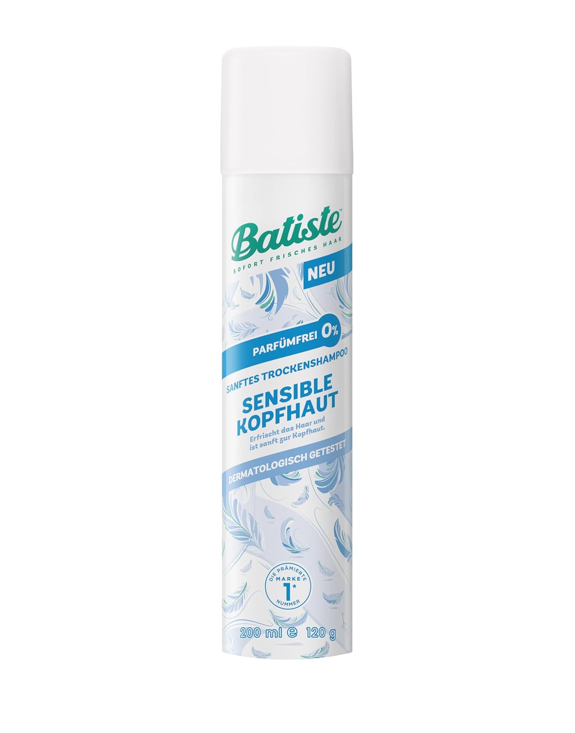 Batiste Dry Shampoo, Sensitive Scalp, Light Fragrance, Dry Shampoo without Dyes, Parabens and Sulphates for Sensitive Skin and Scalp, 200 ml