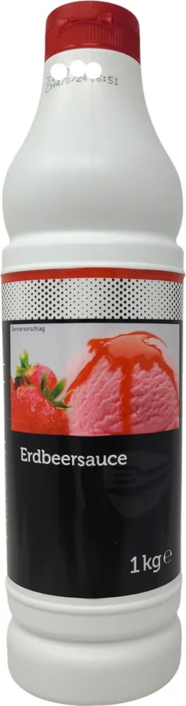 Transgourmet Germany TGQ Strawberry Sauce 1kg Squeeze Bottle Ice Cream Dessert Topping Garnish