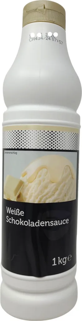 Transgourmet Germany TGQ White Chocolate Sauce 1kg Squeeze Bottle Ice Cream Dessert Topping Garnish