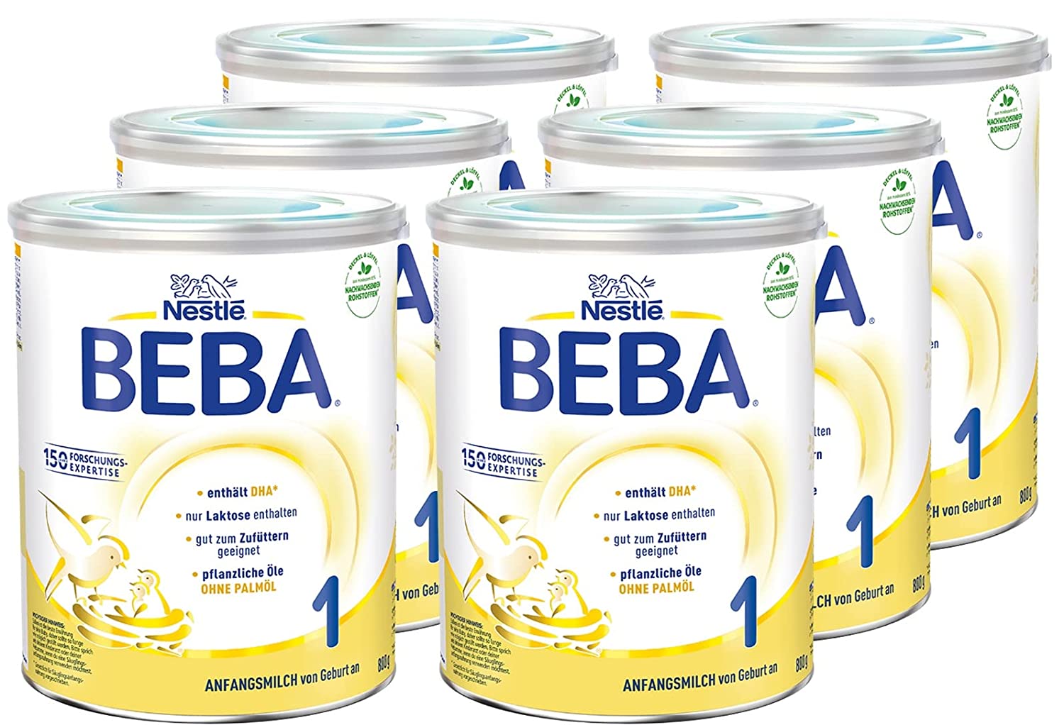 Nestlé BEBA 1 Anfangsmilch, Anfangsnahrung von Geburt an, 6er Pack (6 x 800g)