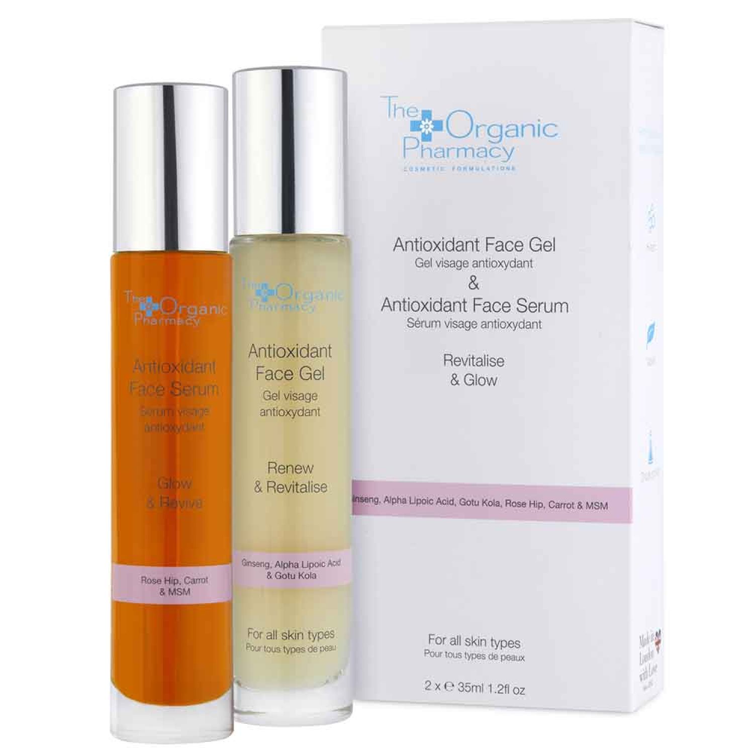 The Organic Pharmacy Anti Aging Antioxidant Duo - Face Gel + Face Serum 2 St
