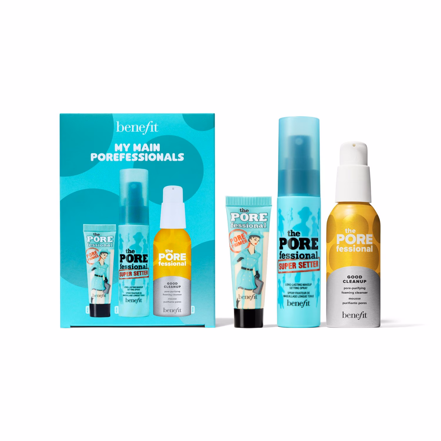 Benefit The POREfessional My Main POREfessionals - Set of cleansing foam, primer & fixing spray