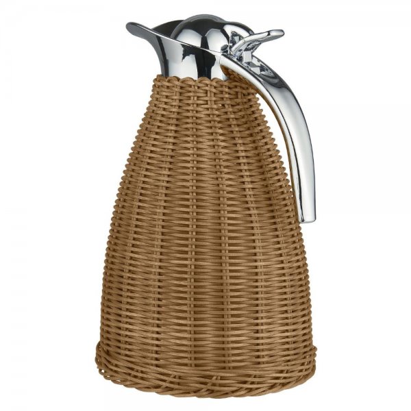 Thermos flask, polyrattan weave, brown, Ib Laursen