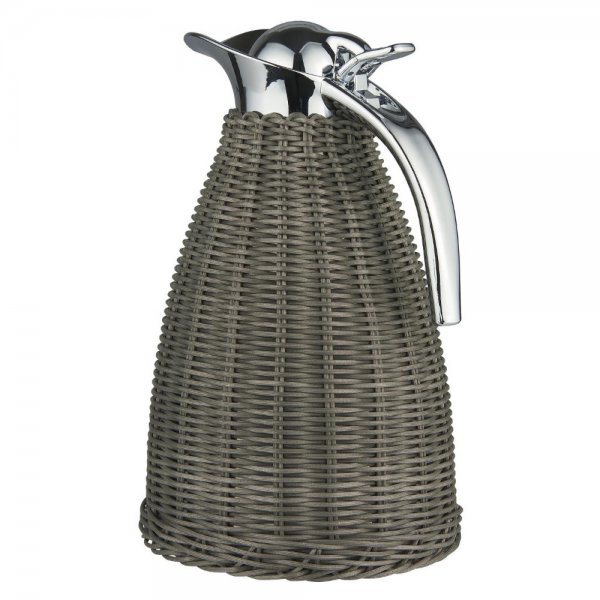 Thermos flask, polyrattan weave, grey, Ib Laursen