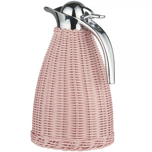 Thermos flask, polyrattan weave, light pink, Ib Laursen