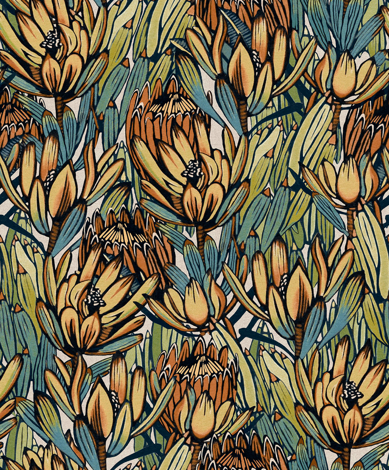 Thomas non-woven wallpaper Brazil Beige / Blue Flowers BA26031