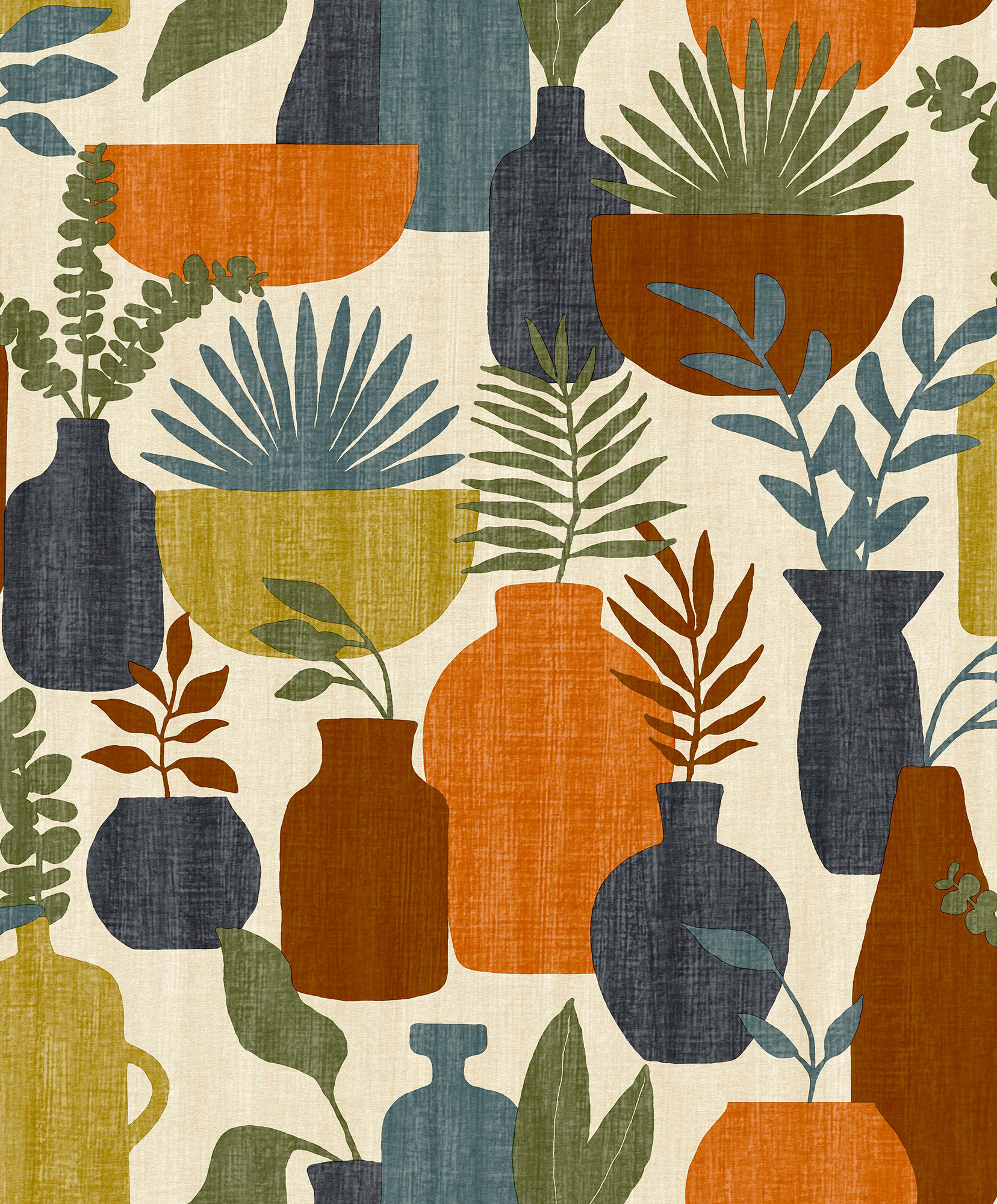 Thomas non-woven wallpaper Brazil Beige / orange graphic BA26042