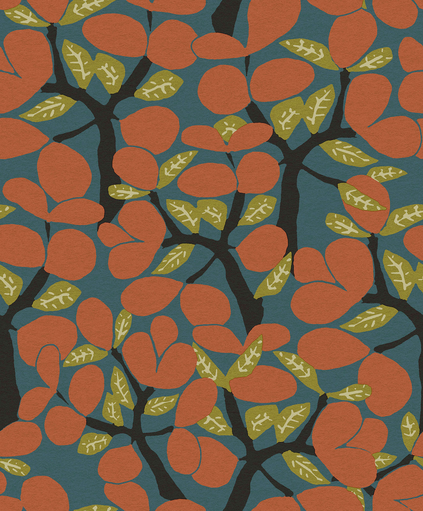 Thomas non-woven wallpaper Brazil Blue / orange plants BA26053