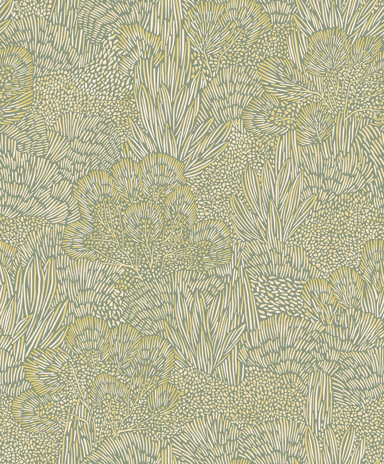 Thomas non-woven wallpaper Brazil Green / gold plants BA26063