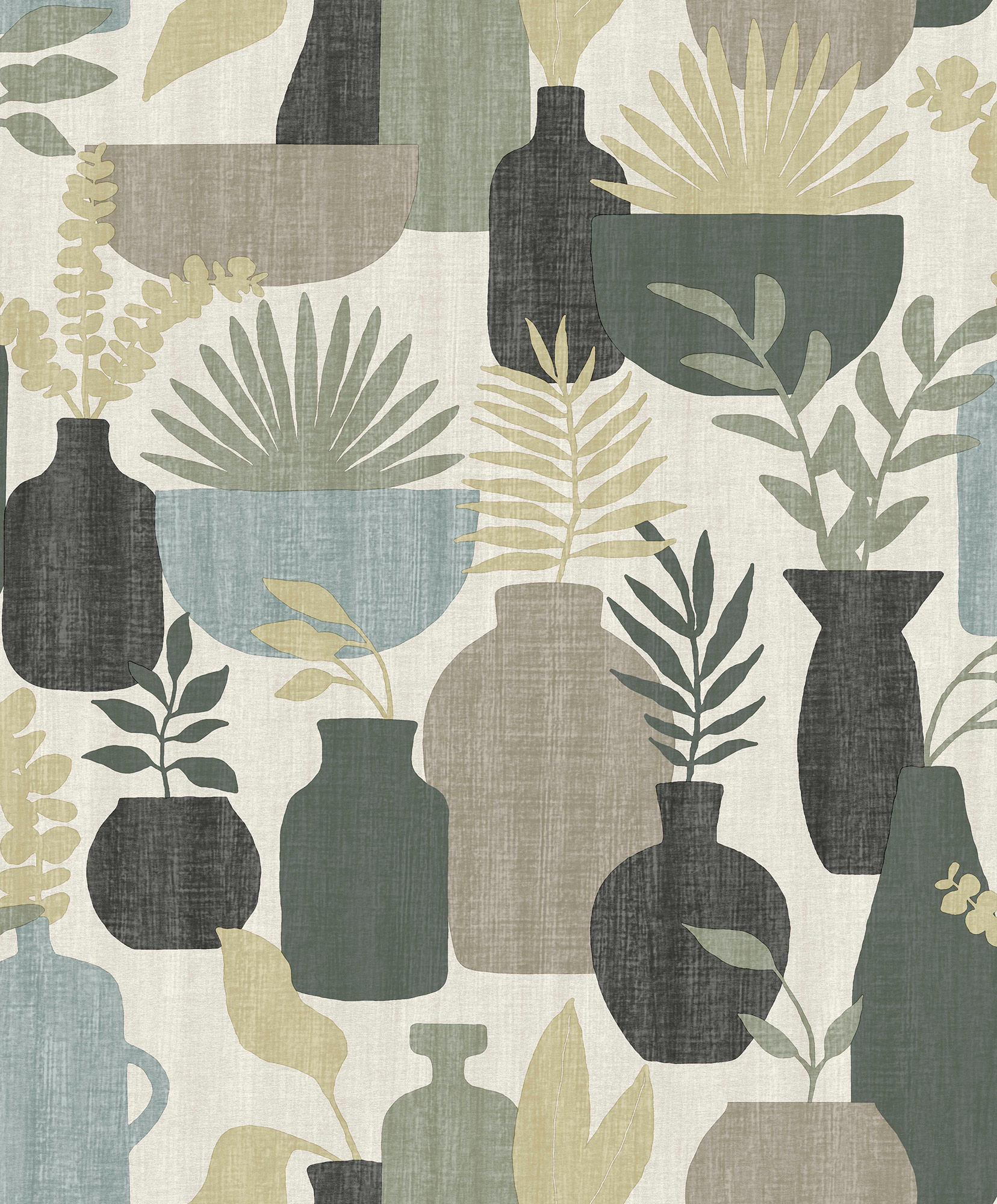 Thomas non-woven wallpaper Brazil White / Sage graphic BA26040