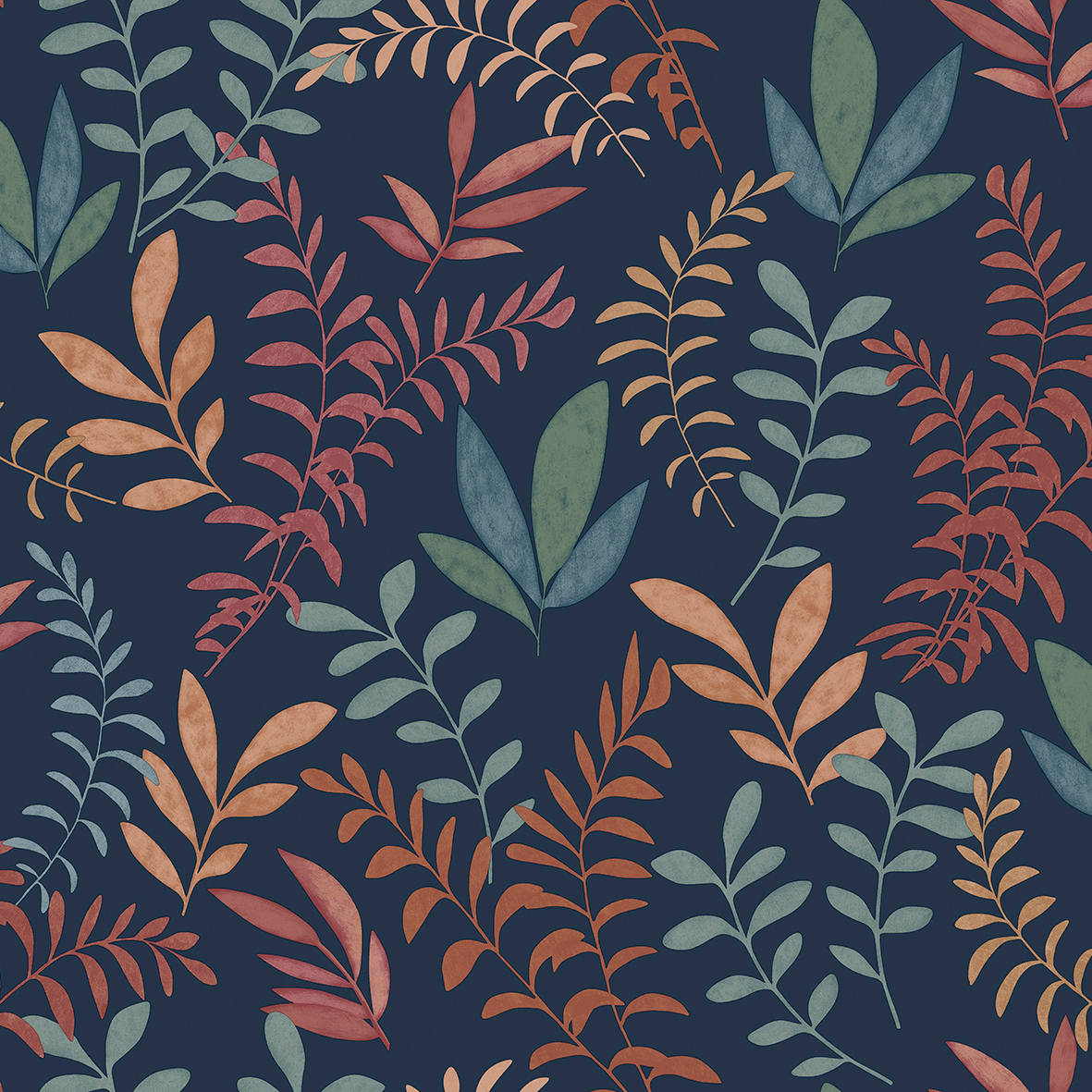 Thomas non-woven wallpaper Soleggiato Navy blue leaves