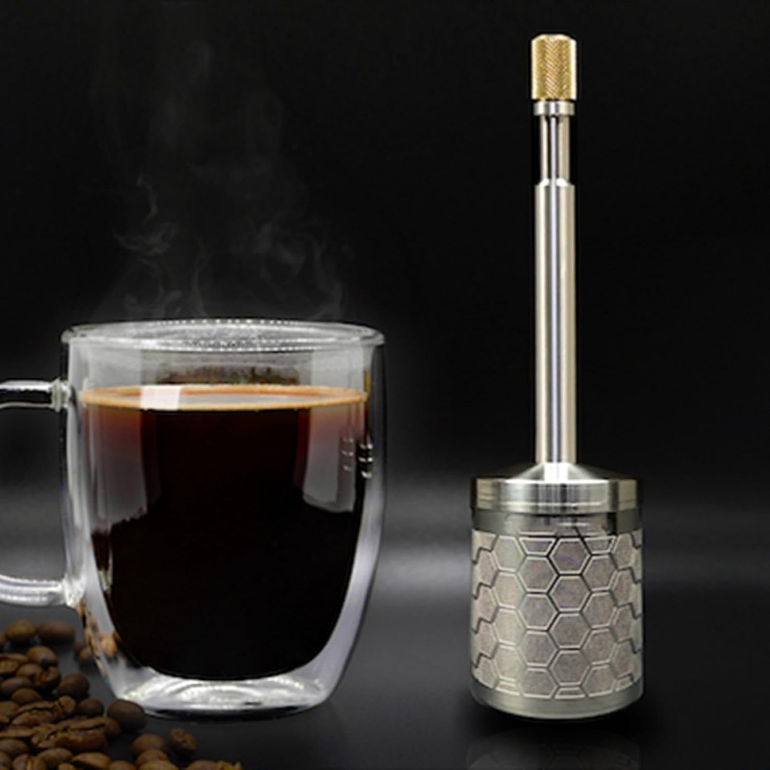 BSOMAM Portable French Coffee Tea Press Coffee Filter Reusable Wear-Resistant Lightweight Stainless Steel Full Body Coffee Press for Travel Camping Work School