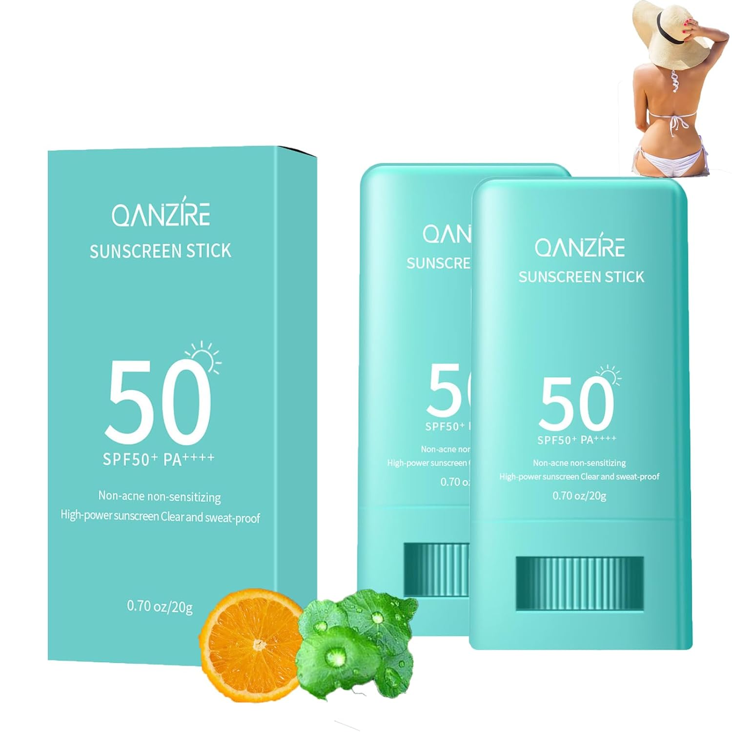 Generic Super Active Airy Sun Stick SPF 50+ PA+++, Sun Project Silky Calming Sun Stick 20g, Waterproof, Strong UV Protection at All Times, Easy to Apply, Sun Stick Face (Pack of 2)