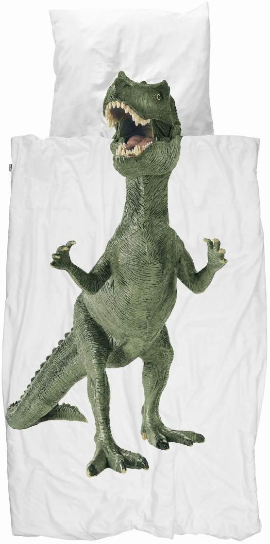 SNURK® - Children\'s bed linen set, dinosaur bed linen, 135 x 200 cm, including 1 pillowcase 80 x 80 cm, made from 100% organic cotton