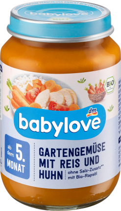 babylove Menu Garden vegetables with rice & chicken from the 5th month, 190 g