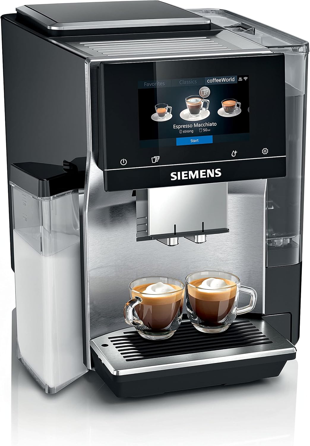 Siemens TQ707R03 Integral EQ 700 iSelect Display, CoffeeWorld, Integrated Milk Container, Home Connect, Black/Stainless Steel