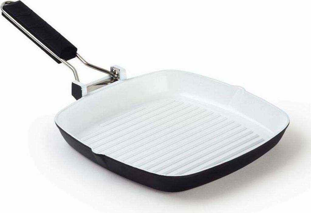 TOGNANA Grancucina aluminum grill pan, 24 x 24 cm, with white ceramic non-stick coating