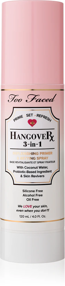 Too Faced Hangover 3-in-1 Replenishing Primer & Setting Spray Primer and setting spray in one with a refreshing effect
