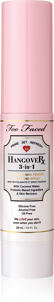 Too Faced Hangover 3-in-1 Replenishing Primer & Setting Spray Primer and setting spray in one with a refreshing effect