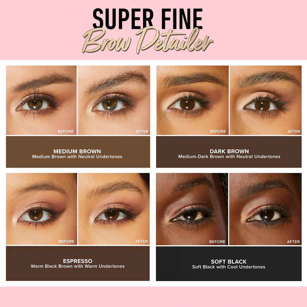 Too Faced Super Fine Brow Detailer Eyebrow Pencil long-lasting eyeliner