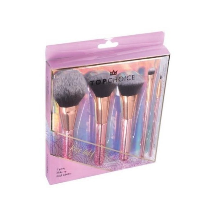Top Choice Rose Gold Makeup Brush Set 5 Pieces