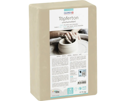 Pottery clay white unscabified 5 kg