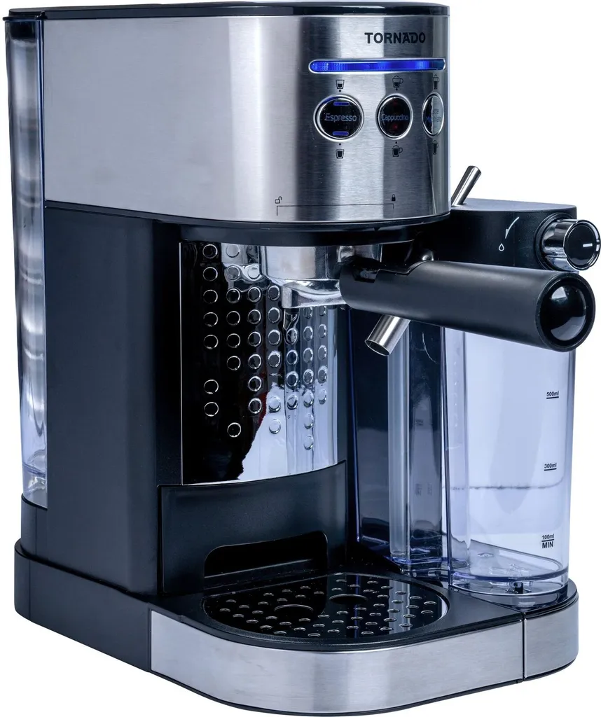Tornado Espresso Machine TCM-14125, Black/Stainless Steel, 15 bar, 1.2 l water, 0.7 l milk